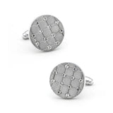 Men's Crystal Cuff Links Copper Silver Round Check Cufflinks