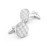 Men's Crystal Cuff Links Copper Silver Round Check Cufflinks