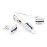 Men's Crystal Cuff Links & Tie Clips Set Brass Material Sea Tie Clips & Retail