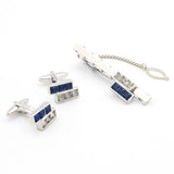 Men's Crystal Cuff Links & Tie Clips Set Brass Material Sea Tie Clips & Retail