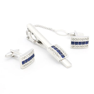 Men's Crystal Cufflinks & Tie Clips Set Brass Material