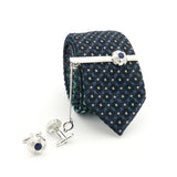 Men's Crystal Cufflinks & Tie Clips Set Brass Material