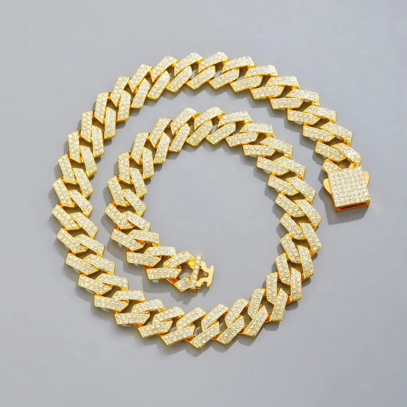 Men's Iced Out Cuban Link Necklace Chain Hip Hop Jewelry