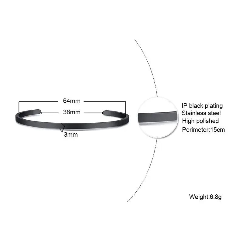 Men's Thin Cuff Bangle Bracelet for Men