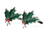 Men's Leaf Green Red Cufflinks M4364
