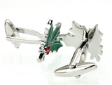 Men's Leaf Green Red Cufflinks M4364