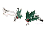 Men's Leaf Green Red Cufflinks M4364