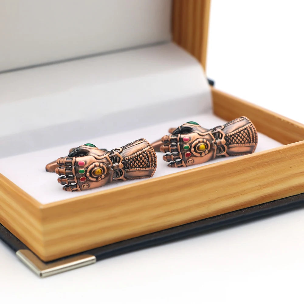 Vintage Red Copper Movie Brass Cufflinks Men's Cuff Links
