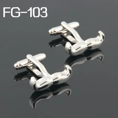 Men's Mustache Cufflinks High Quality FG103 Silver