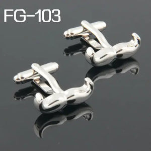 Men's Mustache Cufflinks High Quality FG103 Silver