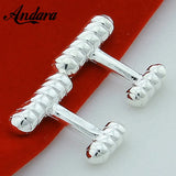 French High Silver Round Cufflinks for Men