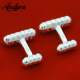 French High Silver Round Cufflinks for Men