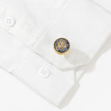 Colorful Pattern Round Golden French Cufflinks for Men