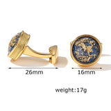 Colorful Pattern Round Golden French Cufflinks for Men