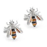 Men's French Style Rhinestone Bee Cufflinks for Suits and Shirts