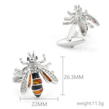 Men's French Style Rhinestone Bee Cufflinks for Suits and Shirts