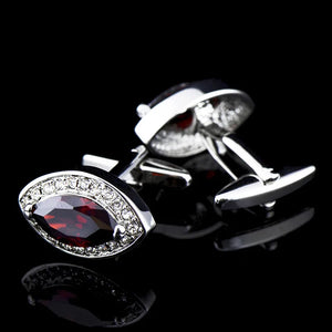Men's Red Zircon Crystal Cufflinks French Suits Shirts Business Banquets Wedding