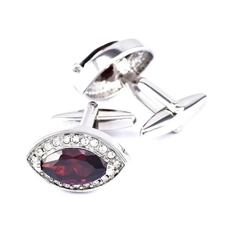 Men's Red Zircon Crystal Cufflinks French Suits Shirts Business Banquets Wedding