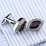 Men's Red Zircon Crystal Cufflinks French Suits Shirts Business Banquets Wedding