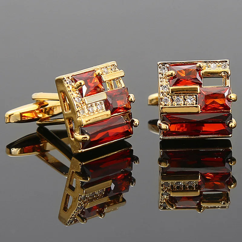 Men's Rhinestone Zircon Cufflinks, Business Banquet Jewelry
