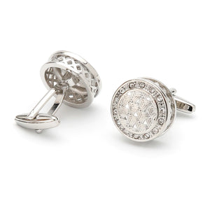 Men's Silver Crystal Round Cufflinks XK22S034