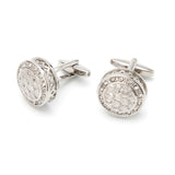 Men's Silver Crystal Round Cufflinks XK22S034