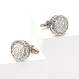 Men's Silver Crystal Round Cufflinks XK22S034