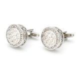 Men's Silver Crystal Round Cufflinks XK22S034