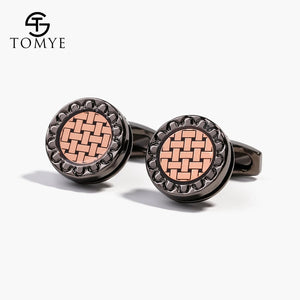 Men's Cufflinks XK18S454 Round Shaped Woven Buttons Dress Shirt Cuff Links