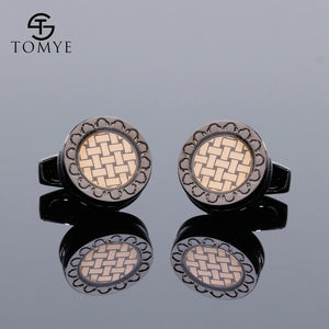 Men's Cufflinks XK18S454 Round Shaped Woven Buttons Dress Shirt Cuff Links