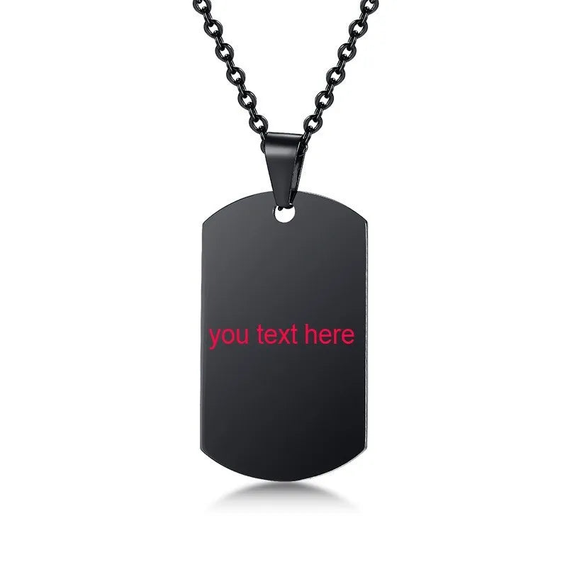 Men's Necklace Army Dog Tags Pendant Stainless Steel Personalized Chain