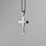 Men's Stainless Steel Cross Name Necklace Engraved Gift