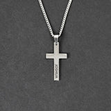 Men's Stainless Steel Cross Name Necklace Engraved Gift