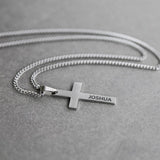 Men's Stainless Steel Cross Name Necklace Engraved Gift