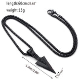 Men's Matte Long Necklace with Arrow Pendant Hip Hop Rock Gift