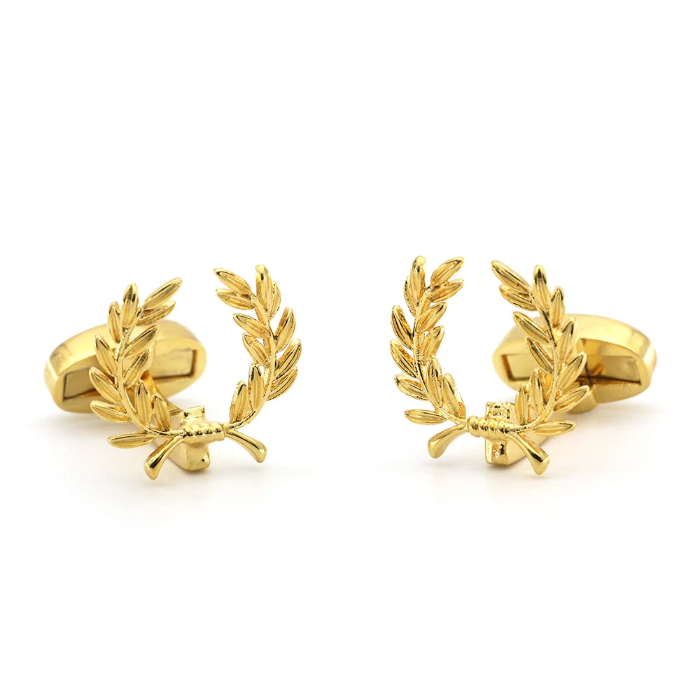 Golden Wheat Spike Brass Cufflinks for Men