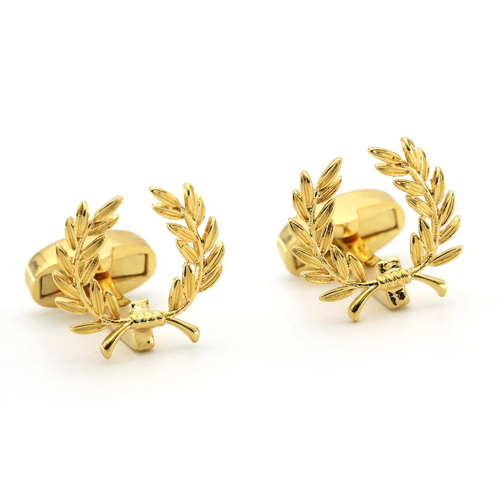 Golden Wheat Spike Brass Cufflinks for Men