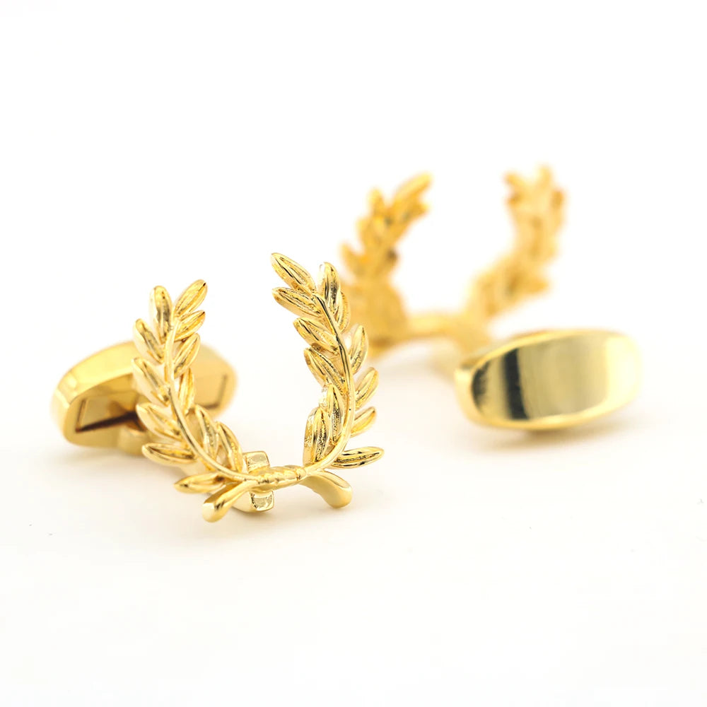 Golden Wheat Spike Brass Cufflinks for Men