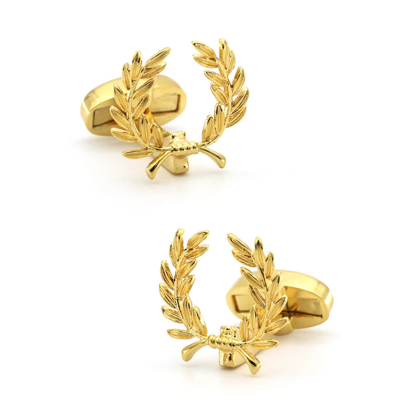 Golden Wheat Spike Brass Cufflinks for Men