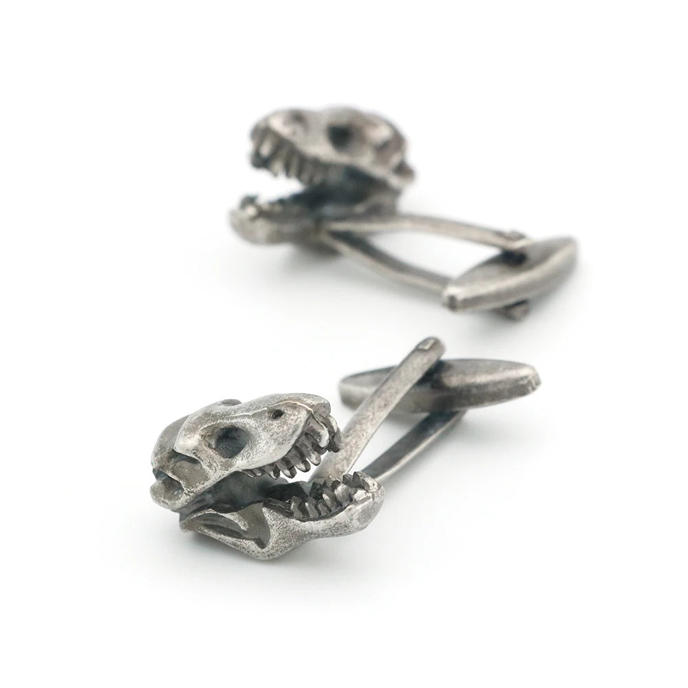 Men's Dinosaur Skull Cufflinks Animal Head Brass Cuff Links