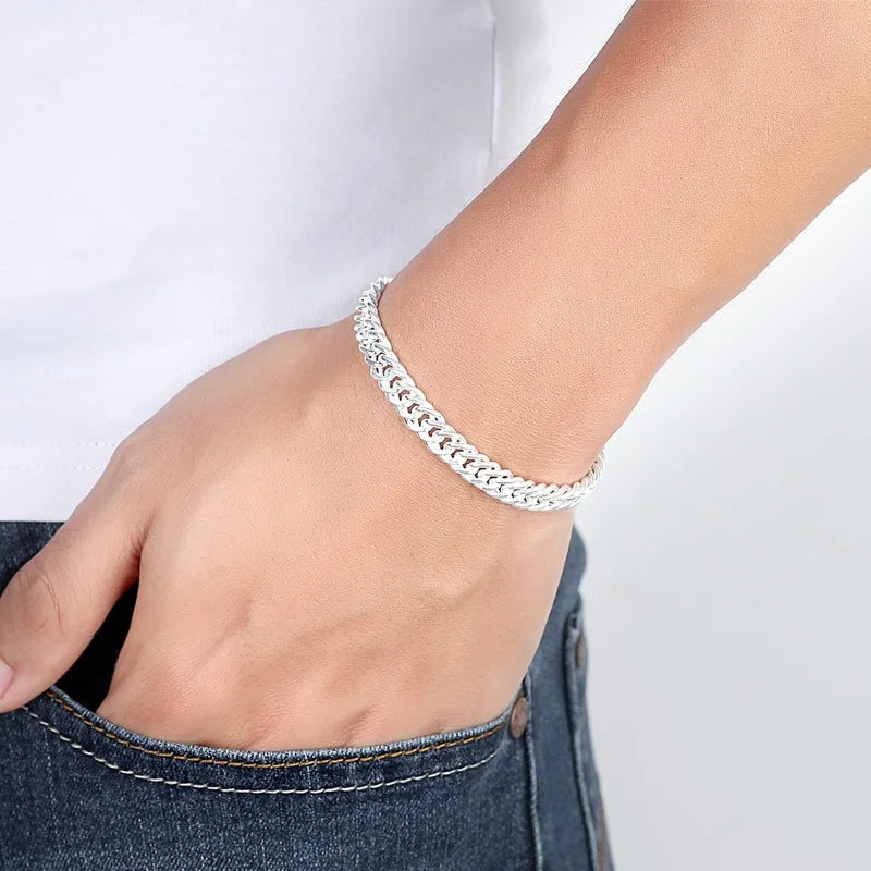 Men's Personality Whip Chain 925 Silver Bracelet Gift Jewelry