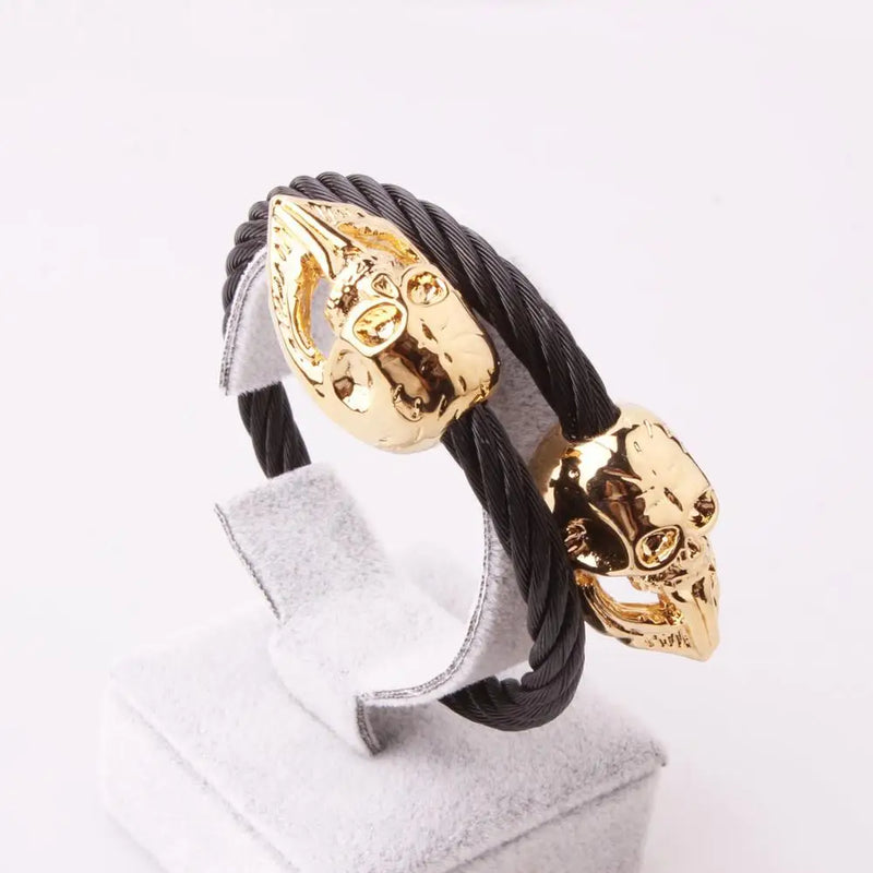 Men's Skull Bracelet Stainless Steel Cuff Wire Bangles