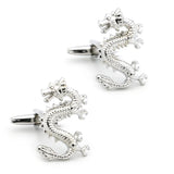 Men's Dragon Cuff Links Copper Material Silver Animal Cufflinks