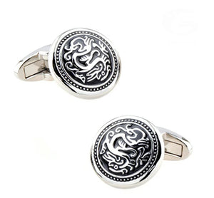 Men's Dragon Cuff Links Copper Material Silver Animal Cufflinks