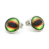 Men's Dragon Eyes Cuff Links in Copper with Green