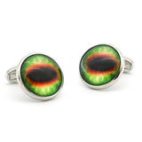 Men's Dragon Eyes Cuff Links in Copper with Green