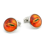Men's Dragon Eyes Cuff Links in Copper with Green