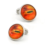 Men's Dragon Eyes Cuff Links in Copper with Green