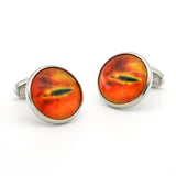 Men's Dragon Eyes Cuff Links in Copper with Green