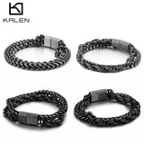 Men's Double Layer Stainless Steel Matte Bracelet Chain Hip Hop Biker Jewelry